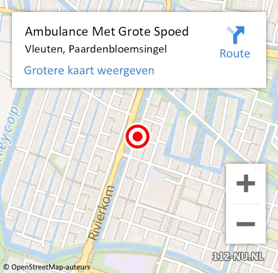 Locatie op kaart van de 112 melding: Ambulance Met Grote Spoed Naar Vleuten, Paardenbloemsingel op 12 september 2016 00:01