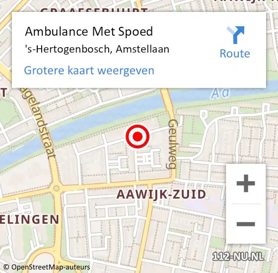 Locatie op kaart van de 112 melding: Ambulance Met Spoed Naar 's-Hertogenbosch, Amstellaan op 12 september 2016 00:11