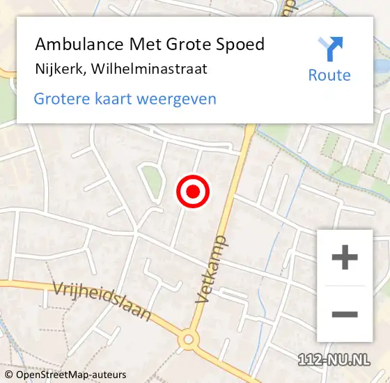 Locatie op kaart van de 112 melding: Ambulance Met Grote Spoed Naar Nijkerk, Wilhelminastraat op 12 september 2016 00:33