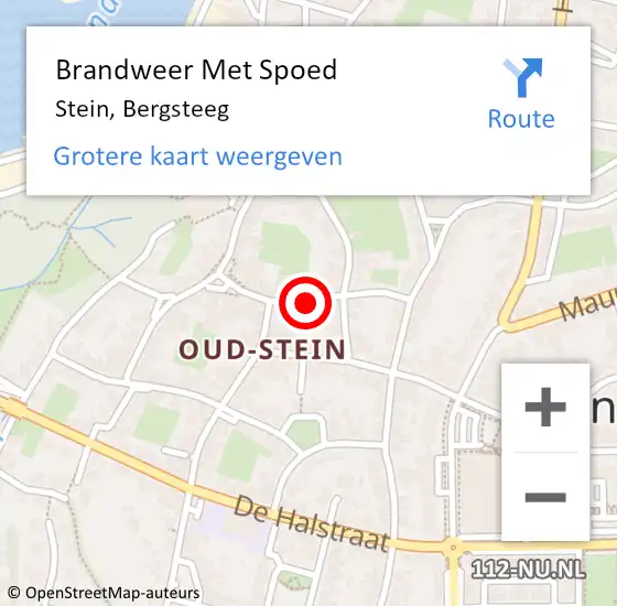 Locatie op kaart van de 112 melding: Brandweer Met Spoed Naar Stein, Bergsteeg op 12 september 2016 02:54