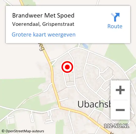 Locatie op kaart van de 112 melding: Brandweer Met Spoed Naar Voerendaal, Grispenstraat op 12 september 2016 04:40