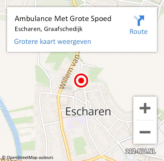 Locatie op kaart van de 112 melding: Ambulance Met Grote Spoed Naar Escharen, Graafschedijk op 12 september 2016 05:40