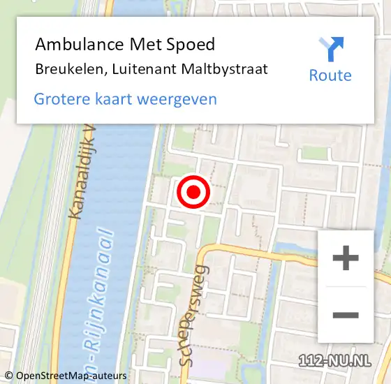 Locatie op kaart van de 112 melding: Ambulance Met Spoed Naar Breukelen, Luitenant Maltbystraat op 12 september 2016 06:10