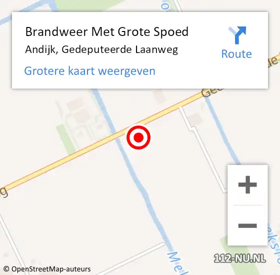 Locatie op kaart van de 112 melding: Brandweer Met Grote Spoed Naar Andijk, Gedeputeerde Laanweg op 12 september 2016 06:59