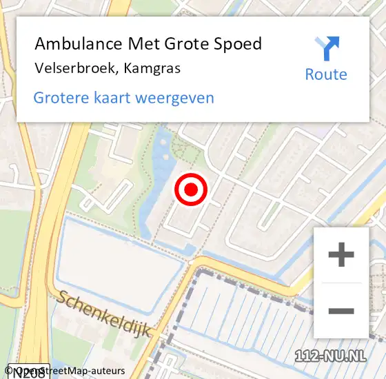 Locatie op kaart van de 112 melding: Ambulance Met Grote Spoed Naar Velserbroek, Kamgras op 12 september 2016 07:25