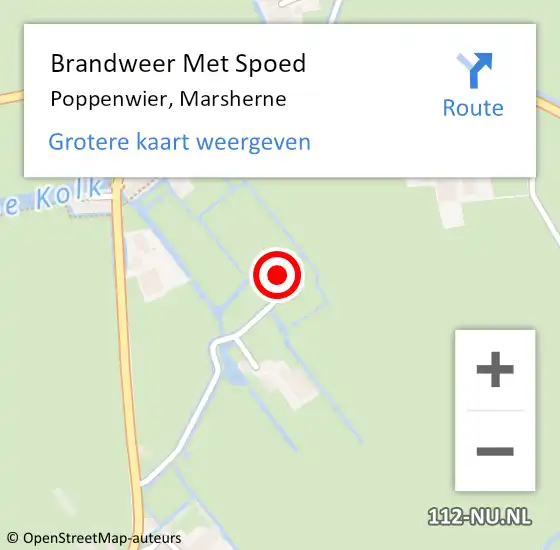 Locatie op kaart van de 112 melding: Brandweer Met Spoed Naar Poppenwier, Marsherne op 12 september 2016 07:32