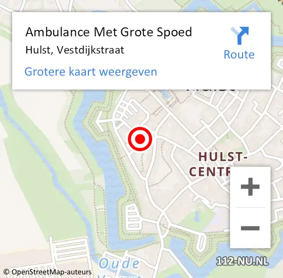 Locatie op kaart van de 112 melding: Ambulance Met Grote Spoed Naar Hulst, Vestdijkstraat op 12 september 2016 08:40