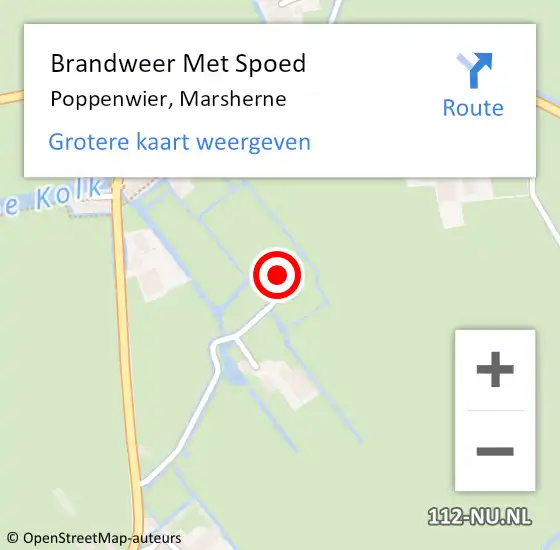 Locatie op kaart van de 112 melding: Brandweer Met Spoed Naar Poppenwier, Marsherne op 12 september 2016 08:51
