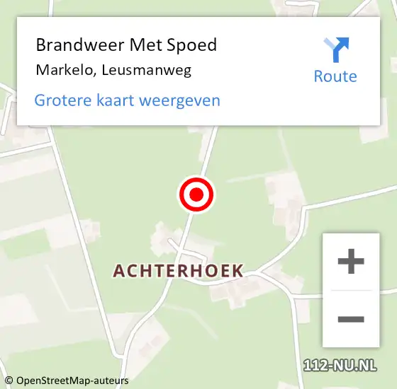 Locatie op kaart van de 112 melding: Brandweer Met Spoed Naar Markelo, Leusmanweg op 12 september 2016 09:20