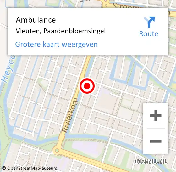 Locatie op kaart van de 112 melding: Ambulance Vleuten, Paardenbloemsingel op 12 september 2016 09:39