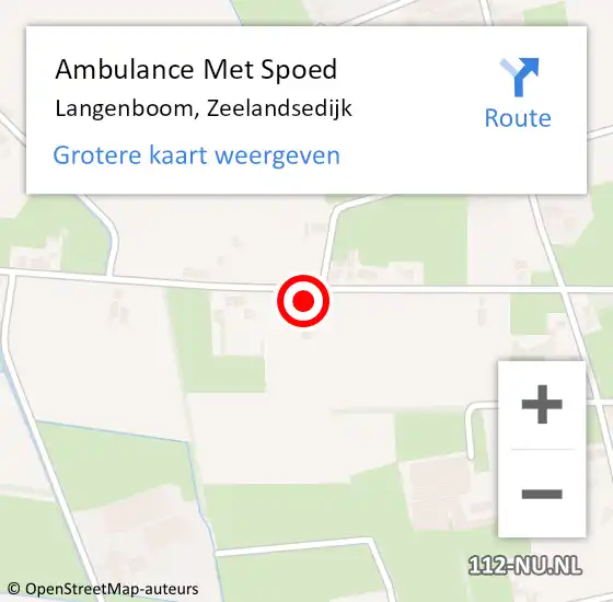 Locatie op kaart van de 112 melding: Ambulance Met Spoed Naar Langenboom, Zeelandsedijk op 12 september 2016 10:11