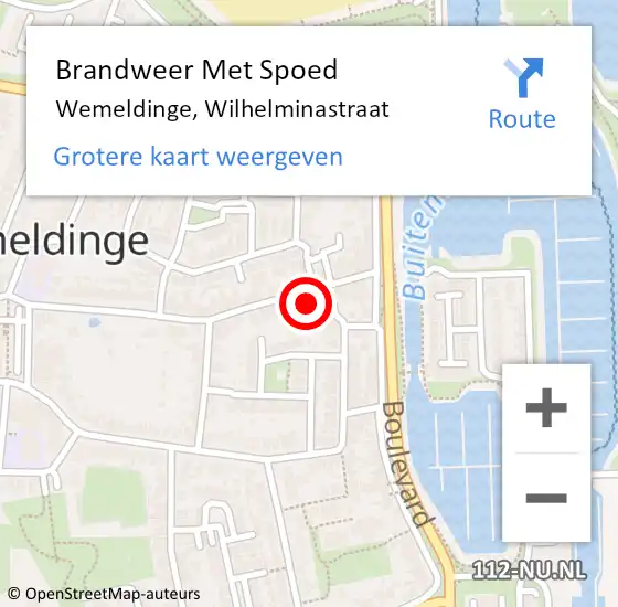 Locatie op kaart van de 112 melding: Brandweer Met Spoed Naar Wemeldinge, Wilhelminastraat op 12 september 2016 10:14