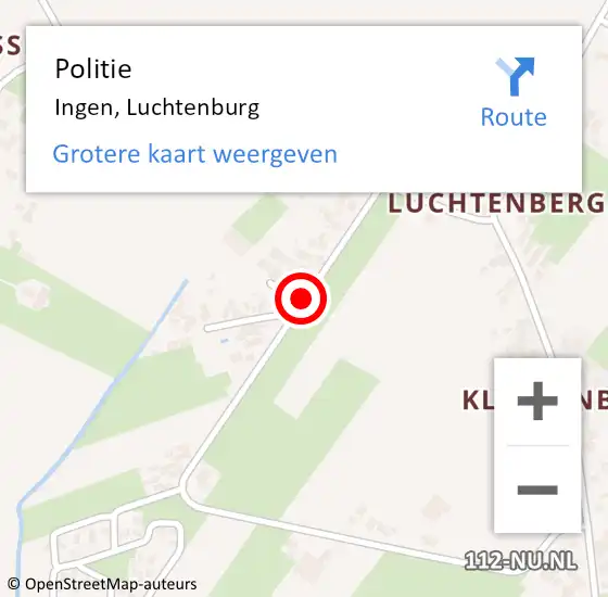 Locatie op kaart van de 112 melding: Politie Ingen, Luchtenburg op 12 september 2016 10:22