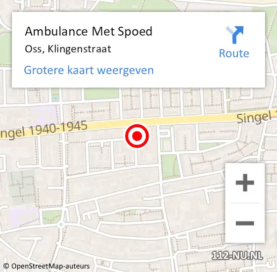 Locatie op kaart van de 112 melding: Ambulance Met Spoed Naar Oss, Klingenstraat op 12 september 2016 10:50