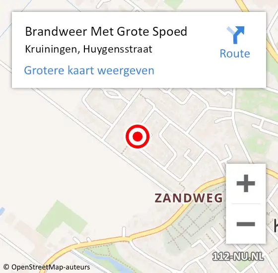 Locatie op kaart van de 112 melding: Brandweer Met Grote Spoed Naar Kruiningen, Huygensstraat op 27 december 2013 04:22