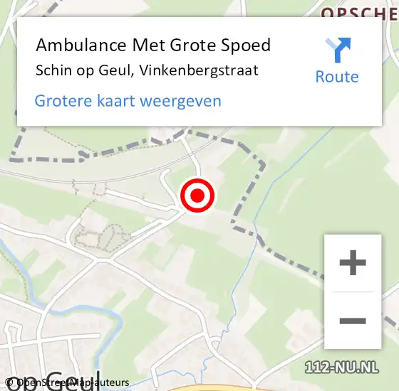 Locatie op kaart van de 112 melding: Ambulance Met Grote Spoed Naar Schin op Geul, Vinkenbergstraat op 27 december 2013 04:58