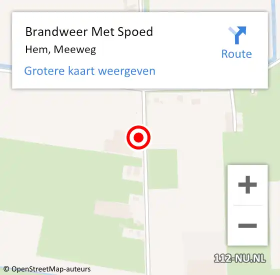 Locatie op kaart van de 112 melding: Brandweer Met Spoed Naar Hem, Meeweg op 12 september 2016 11:42