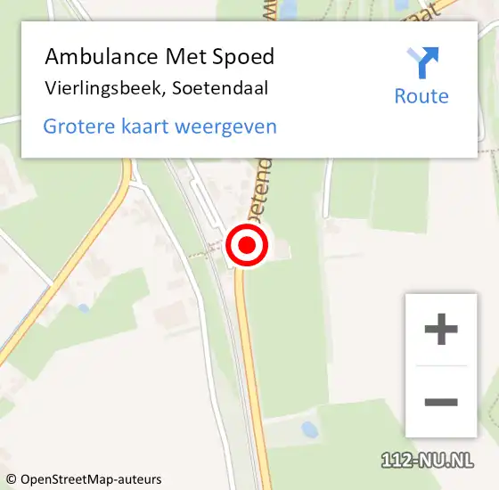 Locatie op kaart van de 112 melding: Ambulance Met Spoed Naar Vierlingsbeek, Soetendaal op 12 september 2016 11:58