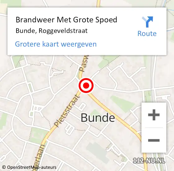 Locatie op kaart van de 112 melding: Brandweer Met Grote Spoed Naar Bunde, Roggeveldstraat op 12 september 2016 12:04