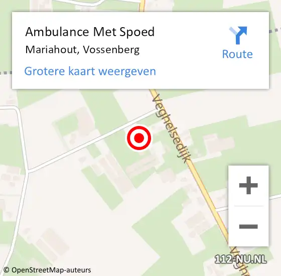 Locatie op kaart van de 112 melding: Ambulance Met Spoed Naar Mariahout, Vossenberg op 12 september 2016 12:18