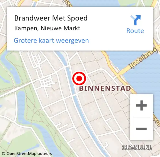 Locatie op kaart van de 112 melding: Brandweer Met Spoed Naar Kampen, Nieuwe Markt op 12 september 2016 12:23