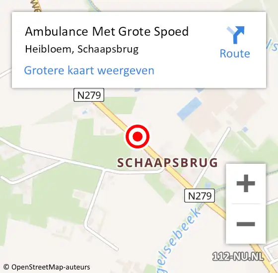 Locatie op kaart van de 112 melding: Ambulance Met Grote Spoed Naar Heibloem, Schaapsbrug op 12 september 2016 13:20