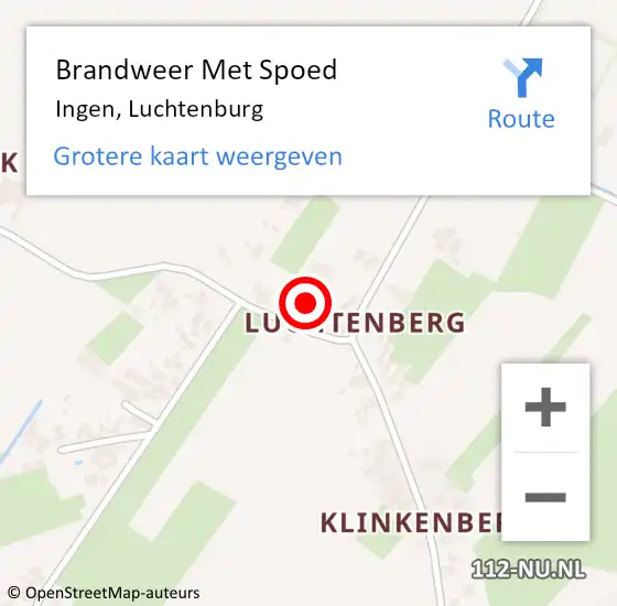 Locatie op kaart van de 112 melding: Brandweer Met Spoed Naar Ingen, Luchtenburg op 12 september 2016 13:27