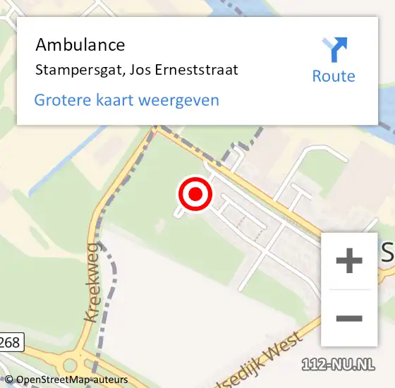 Locatie op kaart van de 112 melding: Ambulance Stampersgat, Jos Erneststraat op 12 september 2016 14:04