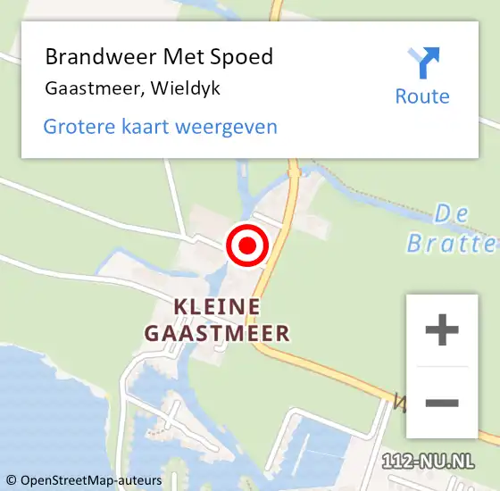 Locatie op kaart van de 112 melding: Brandweer Met Spoed Naar Gaastmeer, Wieldyk op 12 september 2016 14:19