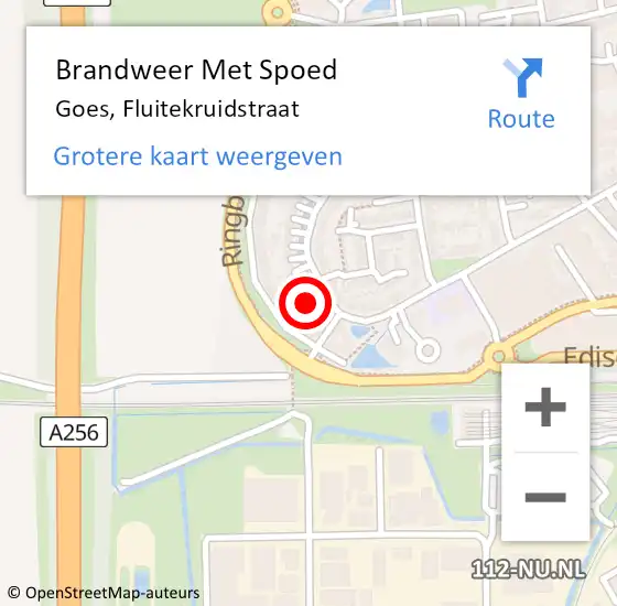 Locatie op kaart van de 112 melding: Brandweer Met Spoed Naar Goes, Fluitekruidstraat op 12 september 2016 14:43