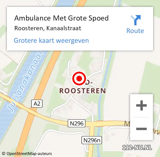 Locatie op kaart van de 112 melding: Ambulance Met Grote Spoed Naar Roosteren, Kanaalstraat op 12 september 2016 14:43