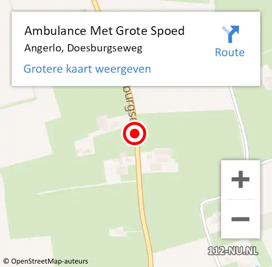 Locatie op kaart van de 112 melding: Ambulance Met Grote Spoed Naar Angerlo, Doesburgseweg op 27 december 2013 07:01