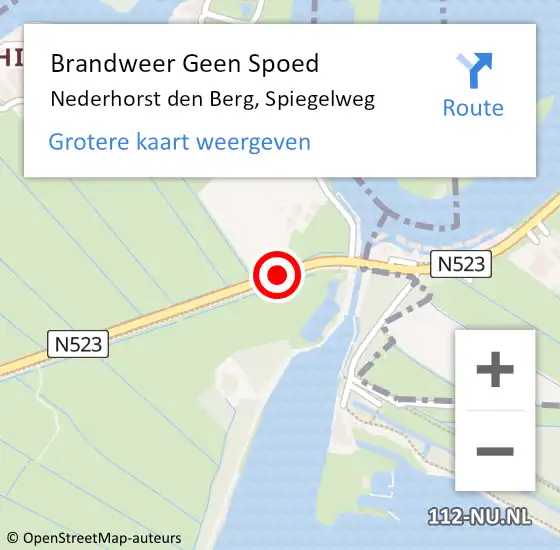 Locatie op kaart van de 112 melding: Brandweer Geen Spoed Naar Nederhorst den Berg, Spiegelweg op 12 september 2016 15:49