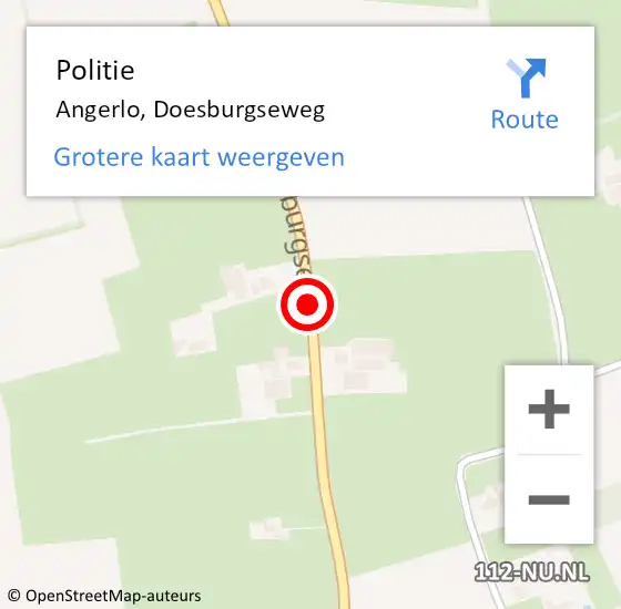 Locatie op kaart van de 112 melding: Politie Angerlo, Doesburgseweg op 27 december 2013 07:04