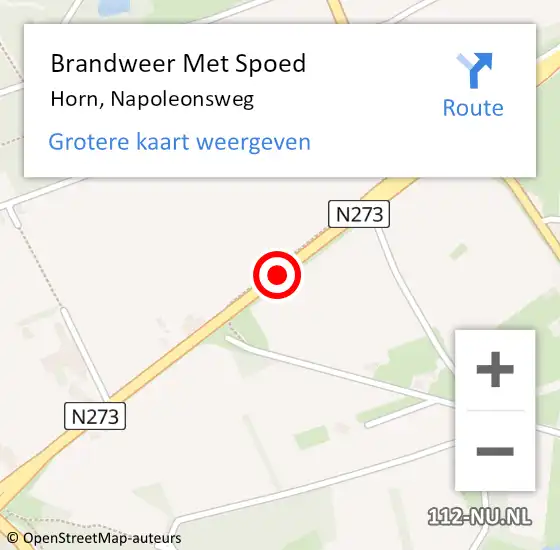 Locatie op kaart van de 112 melding: Brandweer Met Spoed Naar Horn, Napoleonsweg op 12 september 2016 15:52