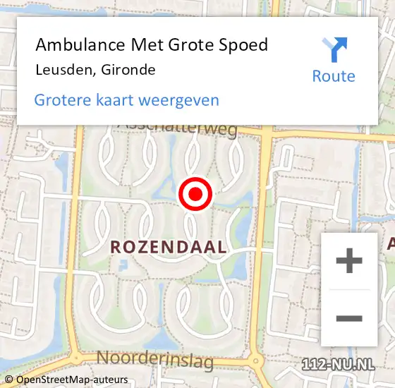 Locatie op kaart van de 112 melding: Ambulance Met Grote Spoed Naar Leusden, Gironde op 17 september 2013 11:05