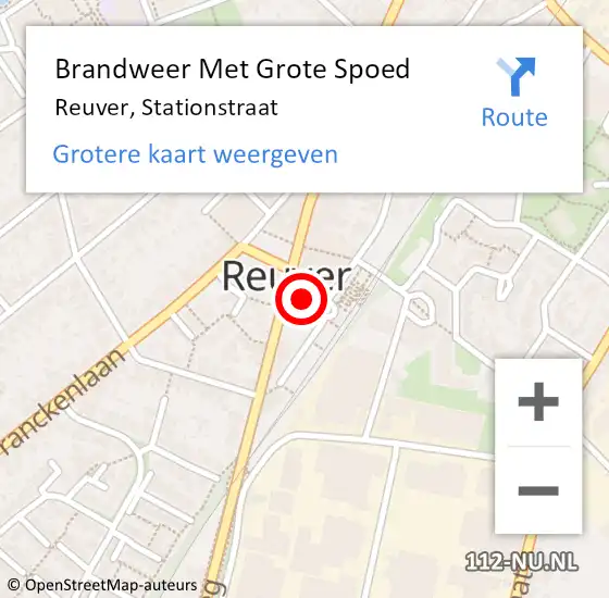 Locatie op kaart van de 112 melding: Brandweer Met Grote Spoed Naar Reuver, Stationstraat op 12 september 2016 15:54