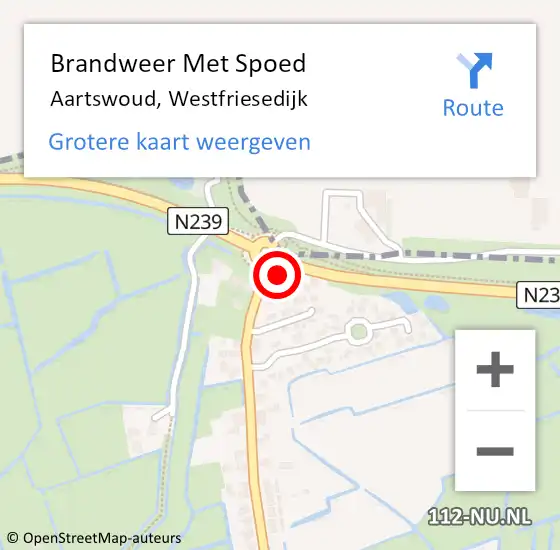 Locatie op kaart van de 112 melding: Brandweer Met Spoed Naar Aartswoud, Westfriesedijk op 12 september 2016 16:17