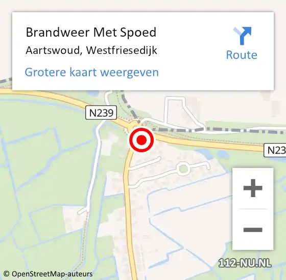 Locatie op kaart van de 112 melding: Brandweer Met Spoed Naar Aartswoud, Westfriesedijk op 12 september 2016 16:20