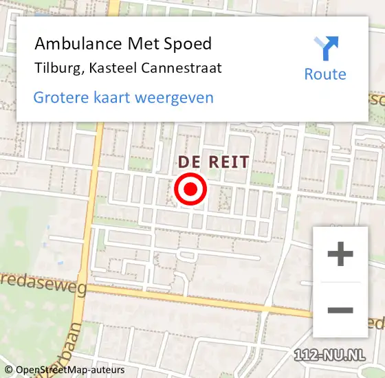 Locatie op kaart van de 112 melding: Ambulance Met Spoed Naar Tilburg, Kasteel Cannestraat op 12 september 2016 16:28