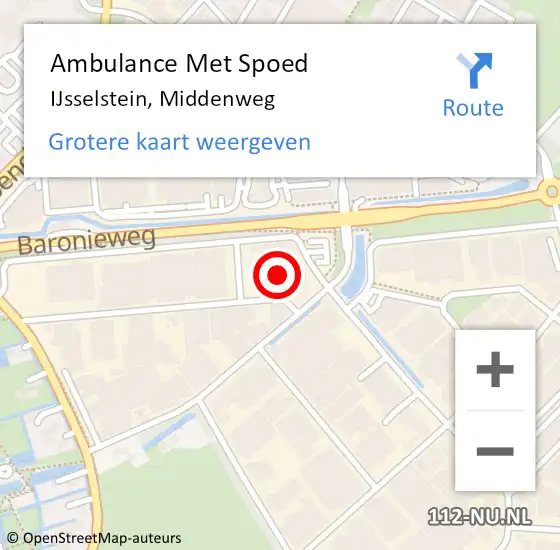 Locatie op kaart van de 112 melding: Ambulance Met Spoed Naar IJsselstein, Middenweg op 12 september 2016 16:36