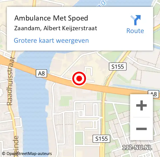 Locatie op kaart van de 112 melding: Ambulance Met Spoed Naar Zaandam, Albert Keijzerstraat op 12 september 2016 17:00