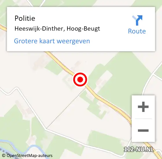 Locatie op kaart van de 112 melding: Politie Heeswijk-Dinther, Hoog-Beugt op 12 september 2016 17:27