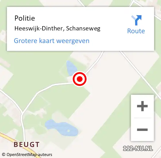 Locatie op kaart van de 112 melding: Politie Heeswijk-Dinther, Schanseweg op 12 september 2016 17:29