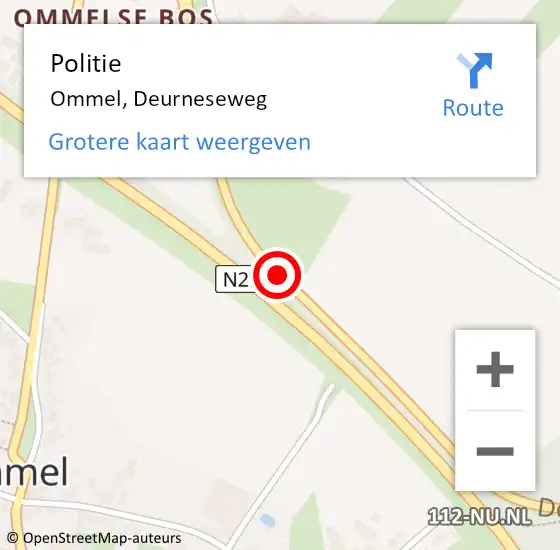 Locatie op kaart van de 112 melding: Politie Ommel, Deurneseweg op 12 september 2016 18:02