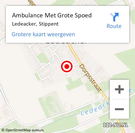 Locatie op kaart van de 112 melding: Ambulance Met Grote Spoed Naar Ledeacker, Stippent op 27 december 2013 07:28