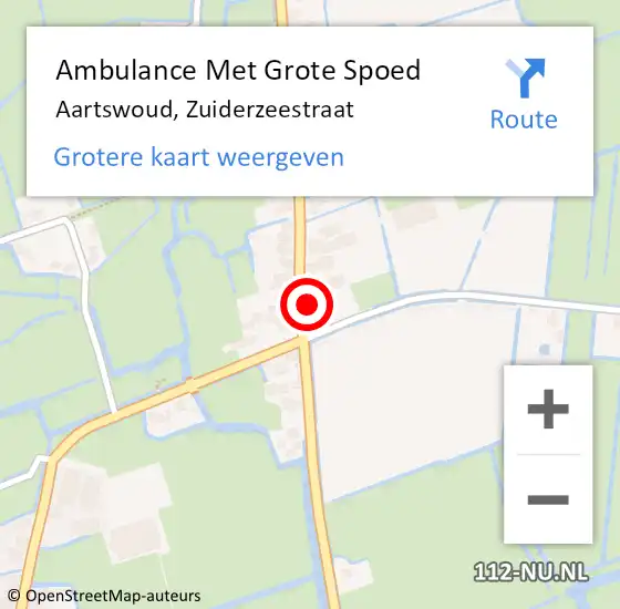 Locatie op kaart van de 112 melding: Ambulance Met Grote Spoed Naar Aartswoud, Zuiderzeestraat op 12 september 2016 18:17