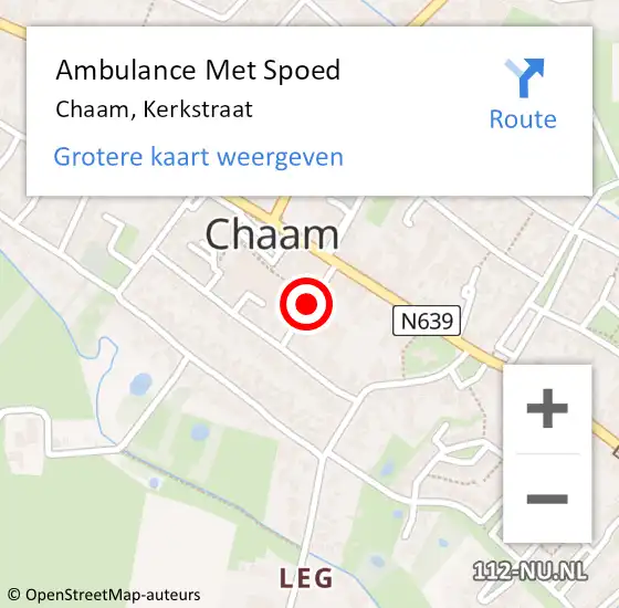 Locatie op kaart van de 112 melding: Ambulance Met Spoed Naar Chaam, Kerkstraat op 12 september 2016 18:17