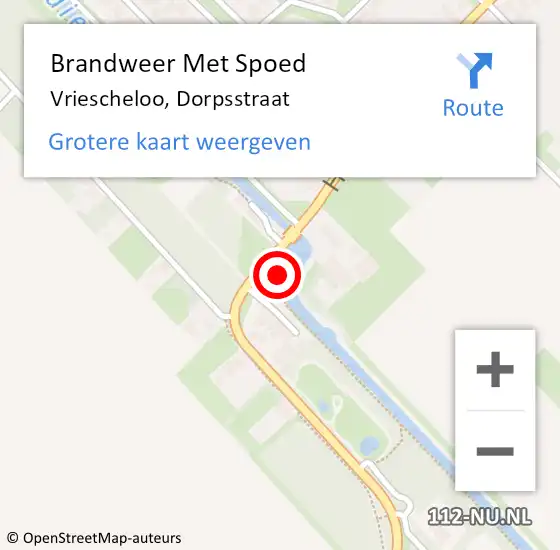 Locatie op kaart van de 112 melding: Brandweer Met Spoed Naar Vriescheloo, Dorpsstraat op 12 september 2016 18:53