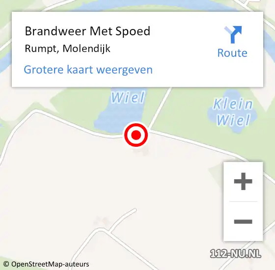 Locatie op kaart van de 112 melding: Brandweer Met Spoed Naar Rumpt, Molendijk op 12 september 2016 19:03